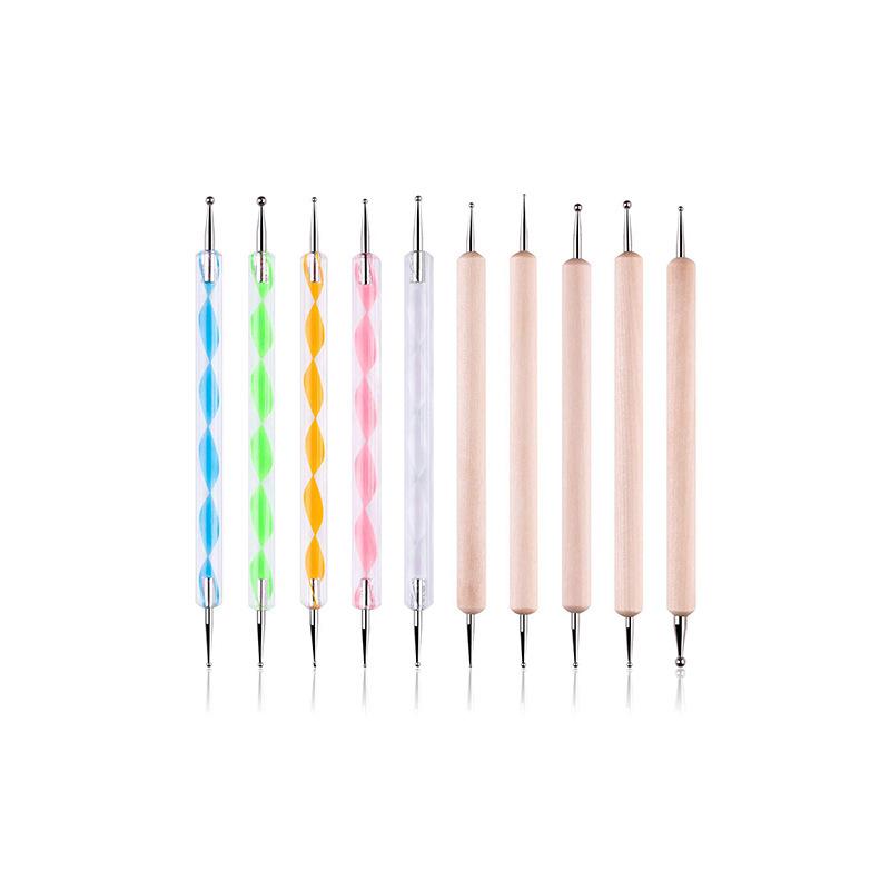 Dual-Ended Nail Art Dotting Pen & Wax Pencil Set - 5 Pieces