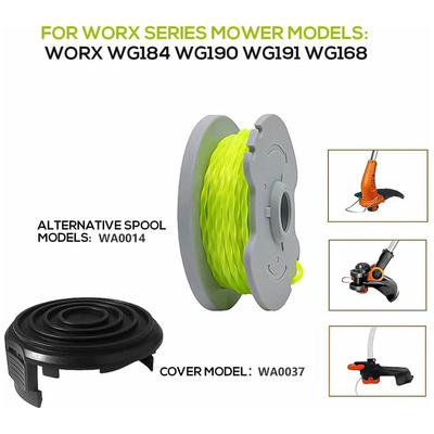 8Pcs WA0014 Line Spool + 1Pc WA0037 Spool Cap Set for Worx WG190/WG191/WG168/WG184 Lawn Mower Parts