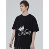 Black T Shirt with Crown and King Print for Casual Wear