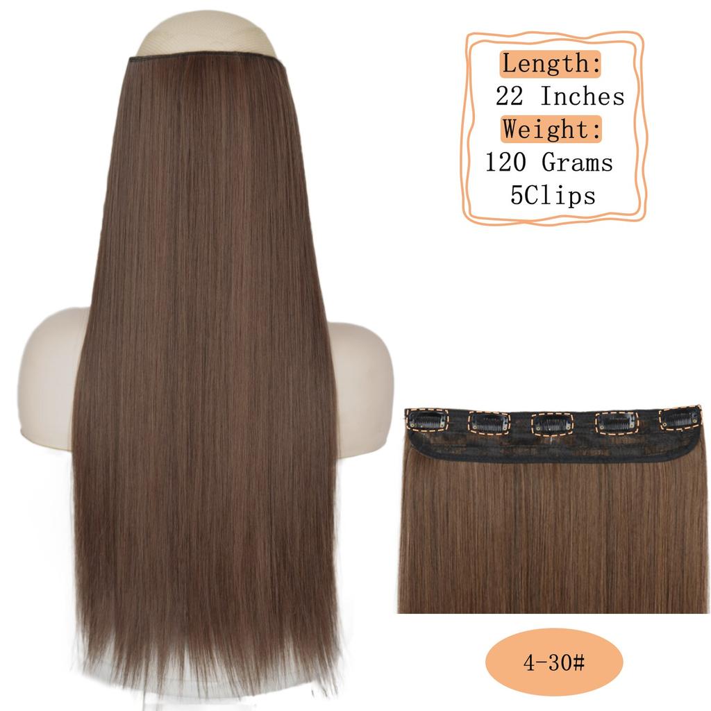 MERISIHAIR Langt rett syntetisk hårforlengelse 5 klips inn høytemperatur 22 tommer 120 g fiberhår for kvinner