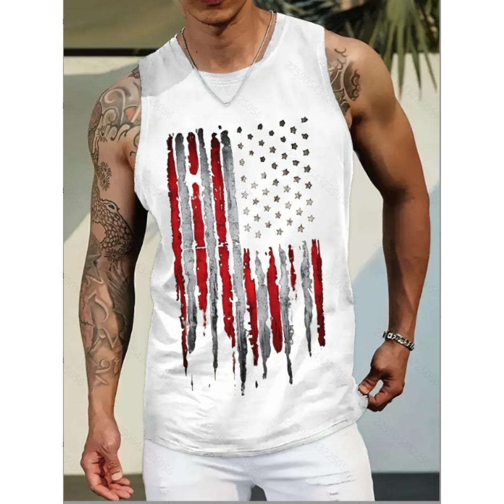 New Fashion Casual Versatile High-quality Graffiti Style Men's Round Neck Vest Outdoor Sports Fitness Comfortable Breathable Vest
