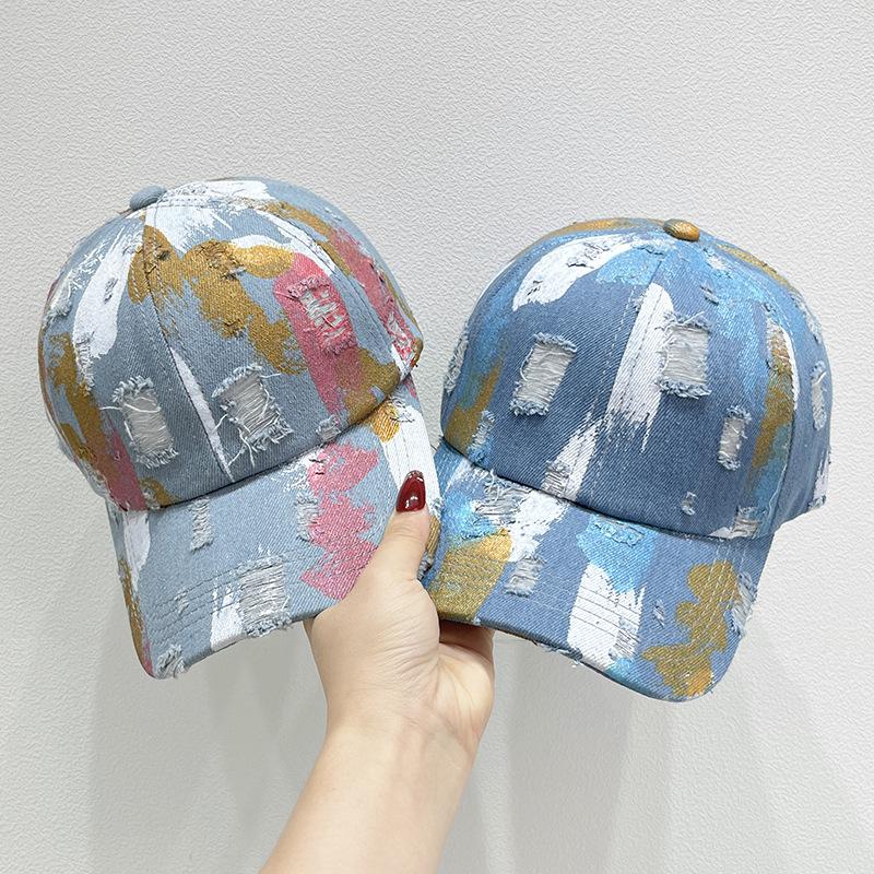 Trendy Checkered Graffiti Baseball Cap Hip Hop Color Block Printed Unisex Dad Hats Lightweight Adjustable Sports Hat For Women Men