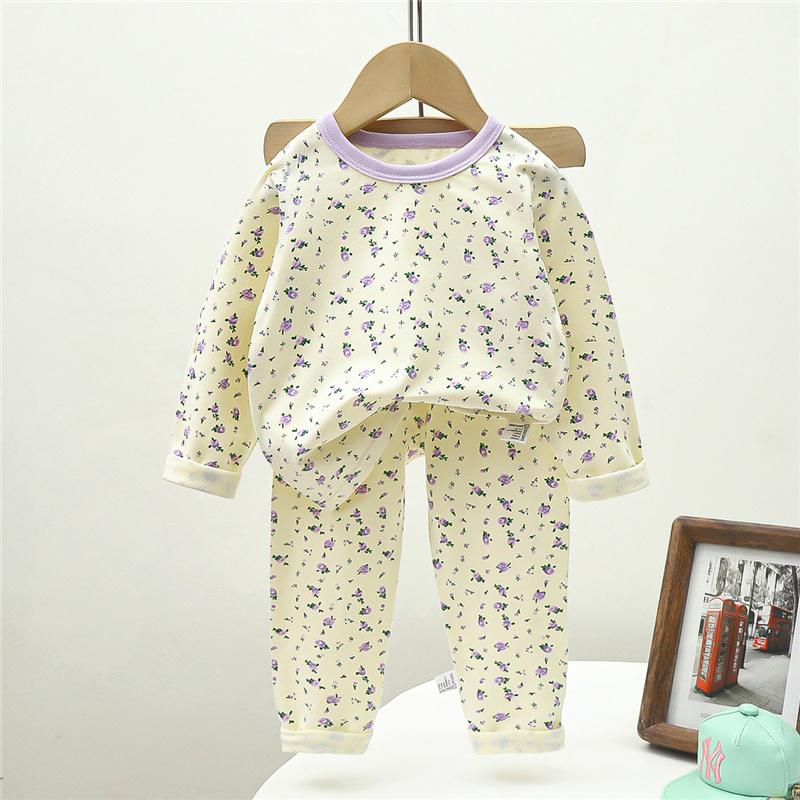 Kids Underwear Set Cotton Thermal Pajamas Boys Girls Stretchy LYCRA Long Sleeve Top Pants Homewear Sleepwear