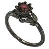 Anelli Rotondi con Fiori di Colore Nero Charm per Donna Anelli con Pietra Rossa Gioielli Regalo per Festa