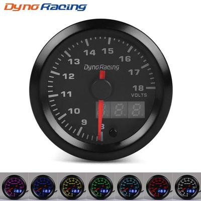 Dynoracing 52MM Dual Display Voltmeter 7colors Led Volt Gauge 8-18V Voltage Gauge Car Meter with Stepper Motor Car Meter