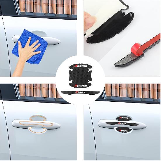 8 Piezas Protector de Puerta de Coche, Protector de Manija de Puerta de Coche Deportivo, Protector de Arañazos para Manija de Puerta de Coche Deportivo, Protector Universal de Borde de Puerta de Coche Se Adapta a la Mayoría