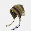 Women's Wool Hat for Autumn and Winter Ear Protection Goggles Dopamine Rainbow Handmade Crochet Color Ball Knit Hat Showing Small Face