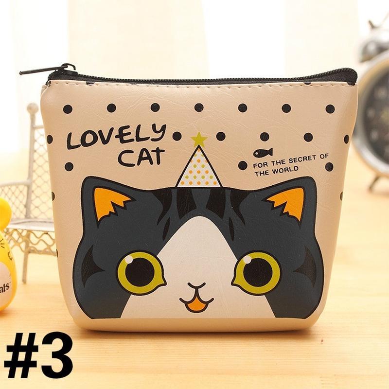 

Мультяшный кошелек на молнии из искусственной кожи, студенческий милый мультяшный кот, женский, держащий сумку для монет 3