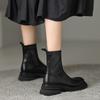 Korean Version of Round-toed Martin Boots for Women's New Thick-soled Non-slip Large-size Women's Boots, Low-heeled Comfortable Leather Boots, Autumn