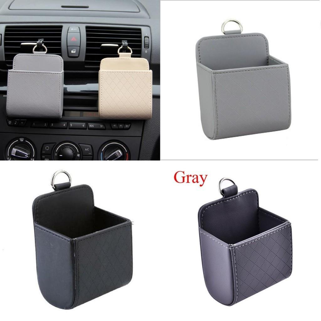 Leather Car Air Vent Storage Bag Creative Cartoon Multifunctional Phone Coin Organizer Box
