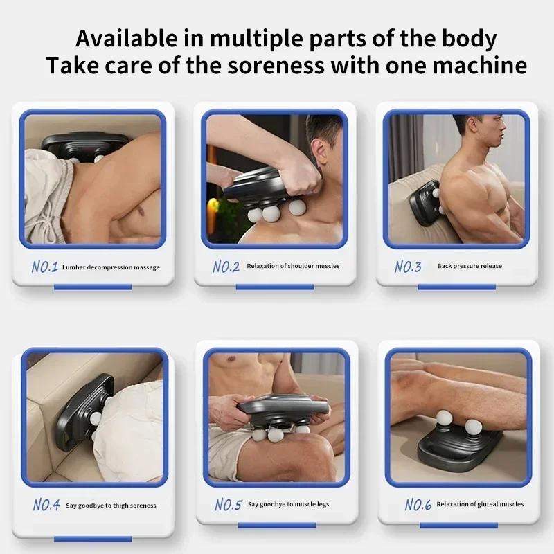Bezdrátový ruční automatický masážní přístroj pro úlevu od svalové bolesti Dynamická terapie Vibrátor Profesionální úroveň 4-hlavňová fasciální pistole