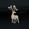 Elegant Gold-Plated Christmas Deer Brooch for Women with Anti-Exposure Clasp and Micro-Set Zirconia