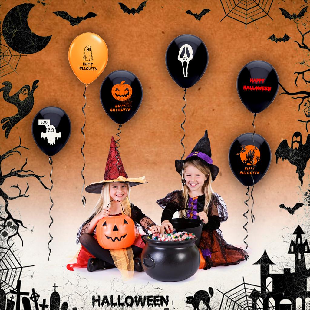Zestaw Balonów Halloween Pomrańczowe Czarne 62Szt.