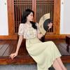 Retro New Chinese Jacquard Buckle Thin Short-sleeved Blouse Suspender Dress Women's Summer 2026 New Two-piece Set