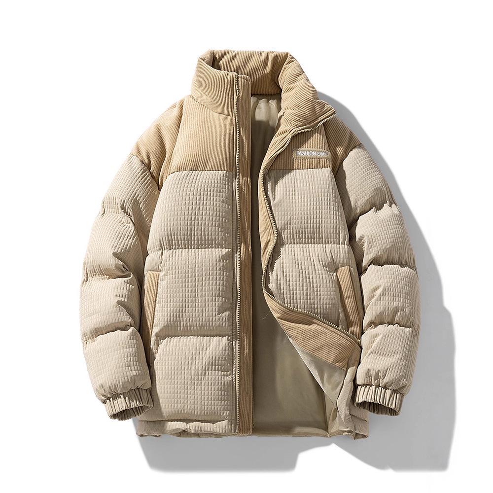 Winter New Stand-up Corn Grid Cotton-padded Jacket Boys and Girls Autumn and Winter Corduroy High Sense Down Cotton-padded Clothes Bread and Clothing