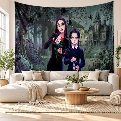 Tapeçaria de Parede da Família Addams Decoração de Casa Pano Pendurado Arte de Fundo Tapeçaria para Quarto