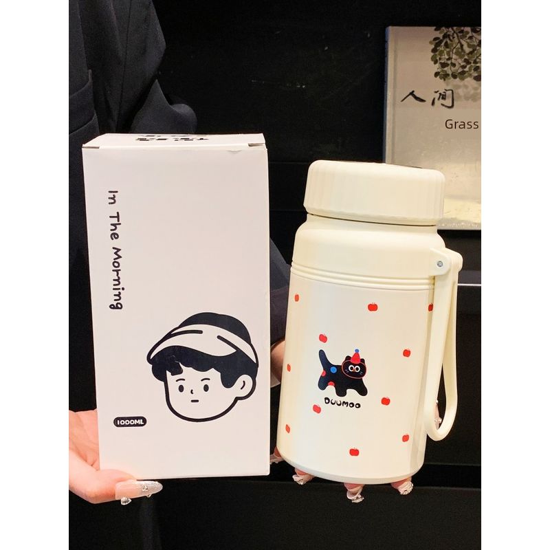 1000ml Large Capacity Thermos Cup Girl Cute with Tea Infuser Tea Kettle 2024 New Arrival Accompanying Water Cup