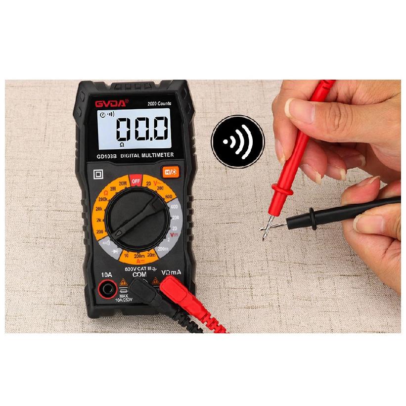 GVDA Digital Multimeter DMM Voltmeter True RMS AC DC Ohm Voltage Meter Resistance Tester 2000 Counts Multitester Diode Tester