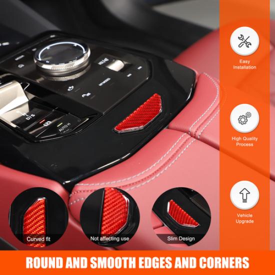 Красная наклейка на переключатель центрального вещевого ящика из карбона для BMW 5 серии G60 i5 2024+