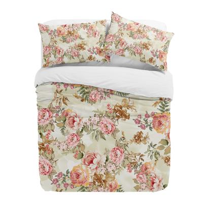 Juego de Cama Vintage de 3 piezas con Estampado Abstracto de Flores y Hojas para Cama Doble Textil Hogar Funda Nórdica Cubre Edredón Funda de Almohada