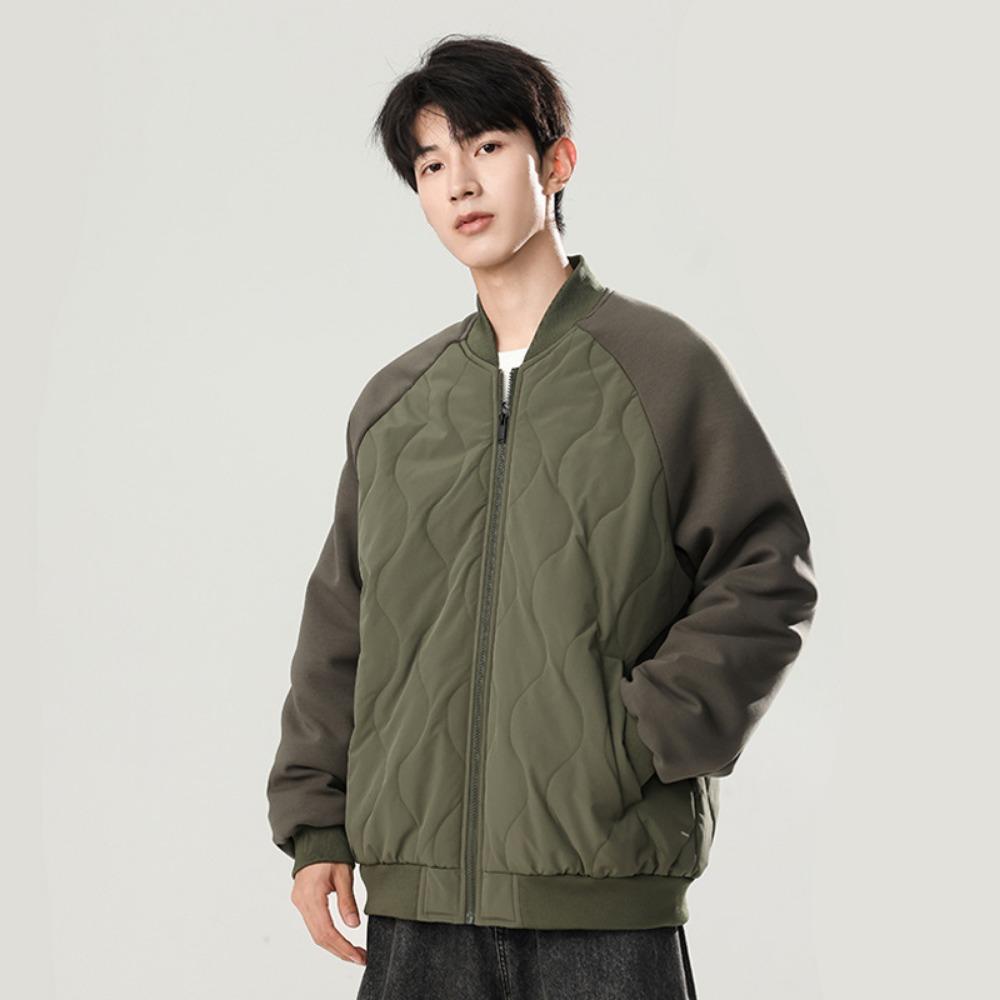 Men's Autumn Jacket Men's Trendy Brand Casual Versatile Stand-Up Neck Cotton Jacket Baseball Neck Windproof Warm Cotton Jacket Men's