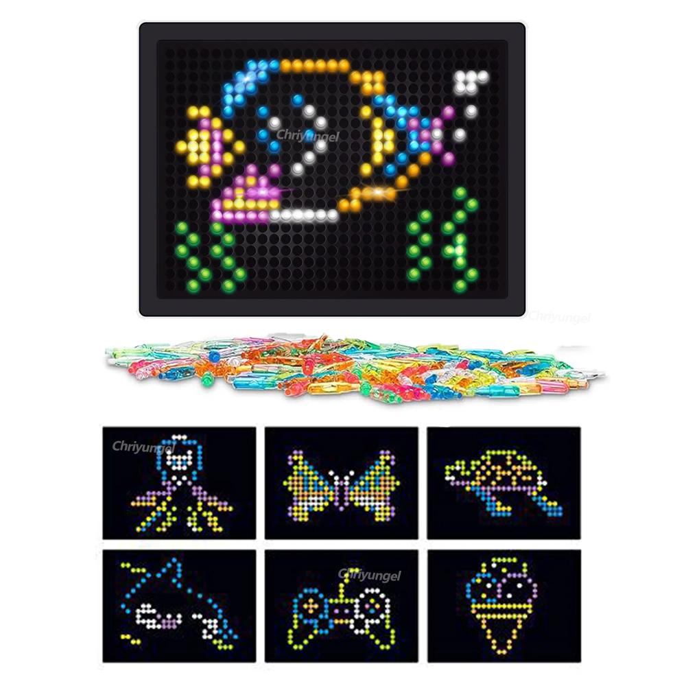 Light Mushroom Nail Puzzles DIY Lamp Ball Jigsaw Game mosaic toy kids Montessori Educational Toys Gift for toddler girl boy