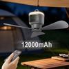 Ventilatore Portatile da Soffitto 12000mAh Ventilatore da Campeggio Esterno Circolatore d'Aria per Tenda Raffrescatore Ventilatore Elettrico Ricaricabile Controllo Remoto Luce