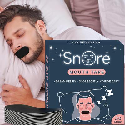 30 Black Strips Mouth Tape for Sleeping - Snoring Aid for Men and Women, Strong and Comfortable Sleep Aid Tape for Improved Nasal Breathing
