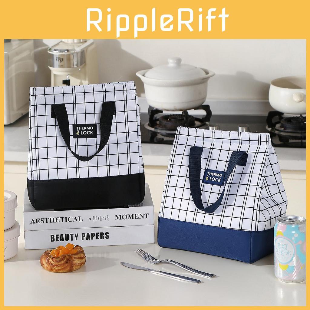 Minimalistická taška na oběd Oxford Grid Tote s izolovaným úložným prostorem pro dojíždějící