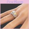 Elegant Gold Plated Two Tone Couple Rings Fashionable Floral Design Womens Jewelry