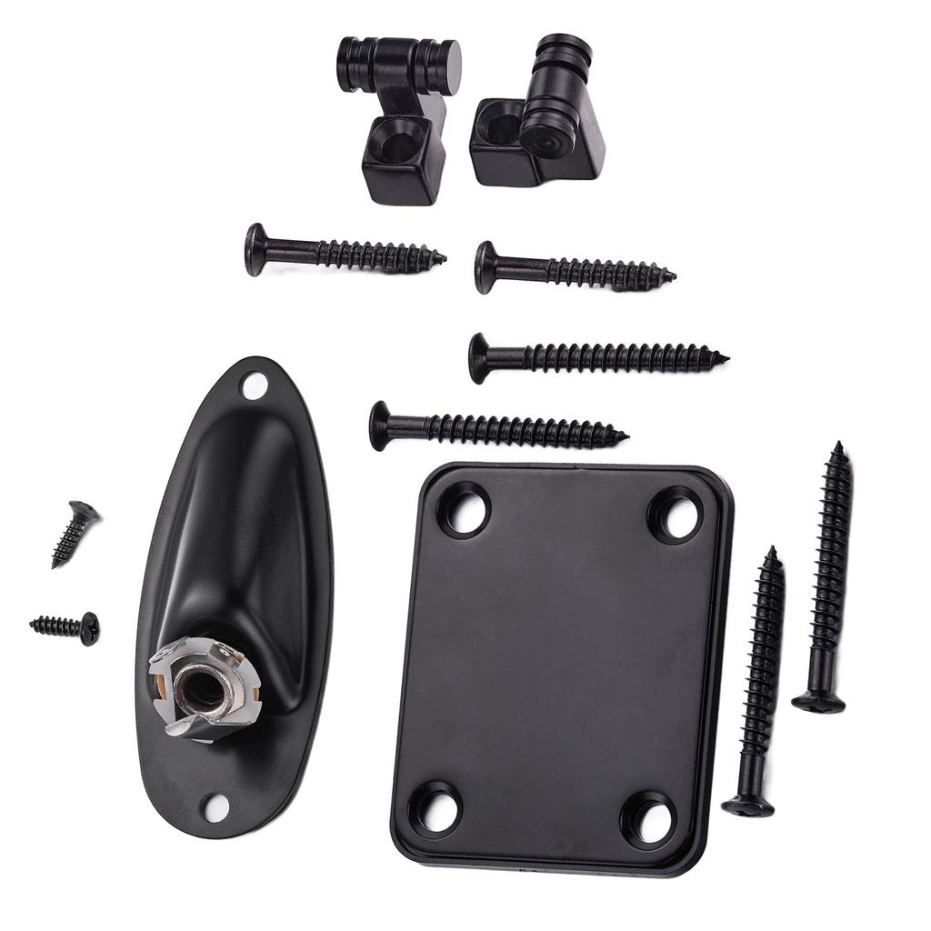 Guitar String Tree Retainer Set Guitar Loaded Socket Plate with Screws for Replacement Black