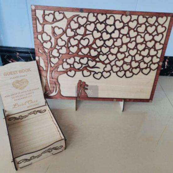 Alternativa al Libro de Invitados de Boda con Letrero de Corazón de Madera Marco Árbol del Amor Decoración Fiesta Aniversario Fiesta de Cumpleaños Decoración para Baby Shower