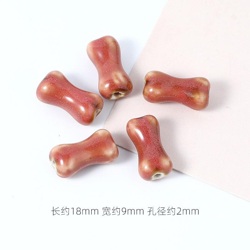 10pcs Design Sense Bone Retro Fun Shaped Ceramic Beads Jewelry Making Materials Charm Bracelet and Necklace Trend Accessories