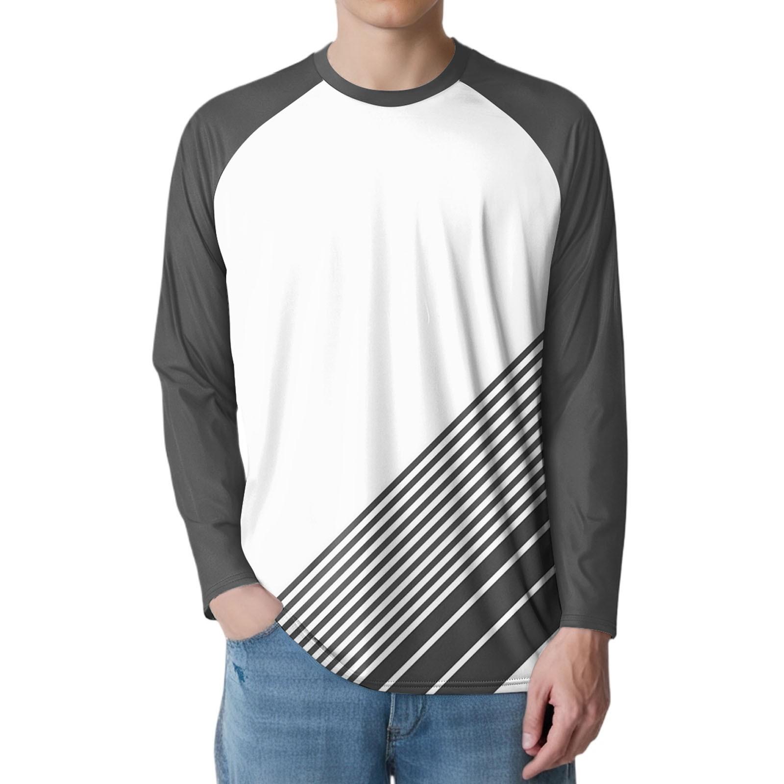 

Мужская мода принтованный реглан длинный рукав спортивный топ M