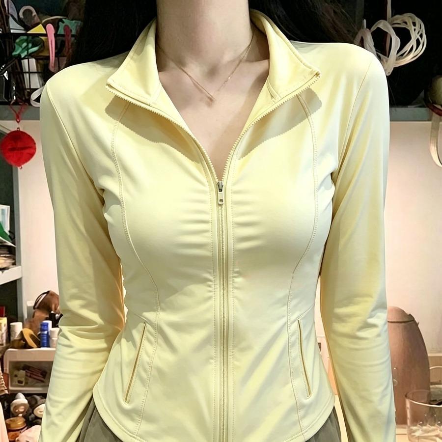 Summer Sunscreen Coat for Ladies Stand Collar Long Sleeve Capless Breathable Sports Outerwear