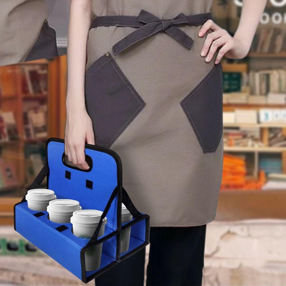 Solid Base Take Out Drink Holder Holds 6 Cups Coffee Cup Tote Bag Cup Organizer Pockets  Office