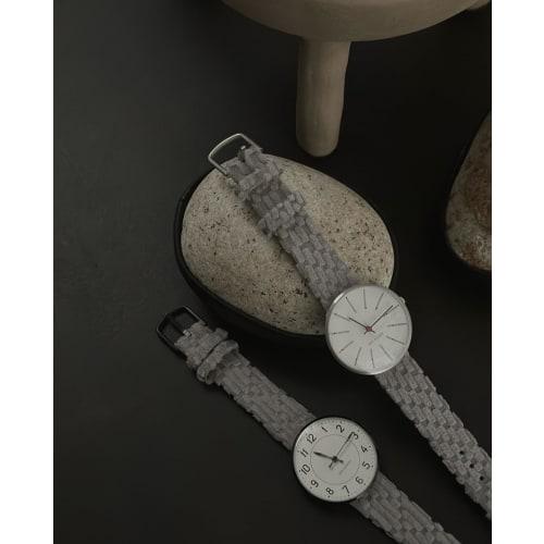 ARNE JACOBSEN x mina perhonen 34mm Scandinavian design watch with land puzzle strap, STATION 53411-1683B, white and light gray