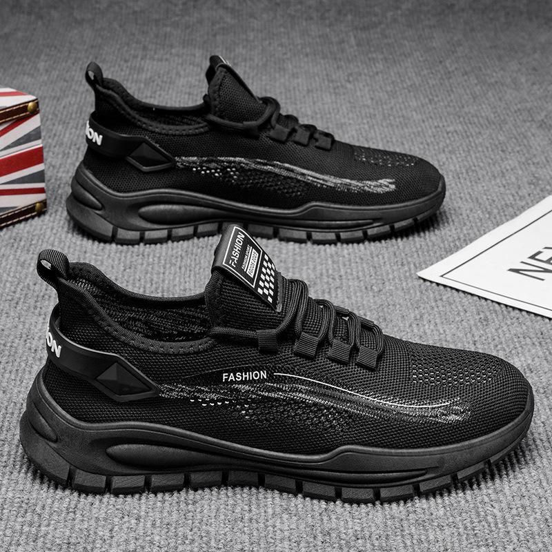 2025 New Summer Men's Shoes Breathable Mesh Shoes Flying Woven Mesh Casual Versatile Youth Running Sports Trendy Shoes