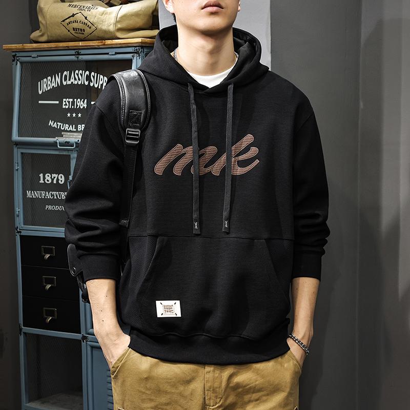 

Американский модный бренд, трехмерный вышитый мужской свитер с капюшоном, осенняя свободная тяжелая повседневная куртка с длинными рукавами 4XL чёрный