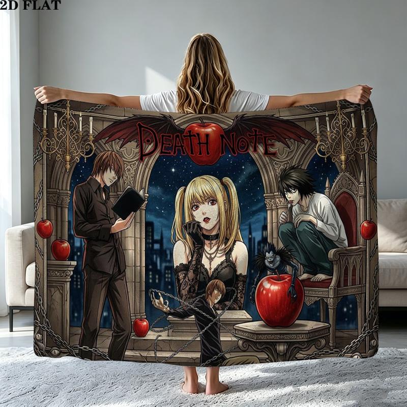 Anime DEATH NOTE Print Flannel Blanket High Quality Warm Comfortable Cover for All Seasons Perfect for Gifts Home Decor