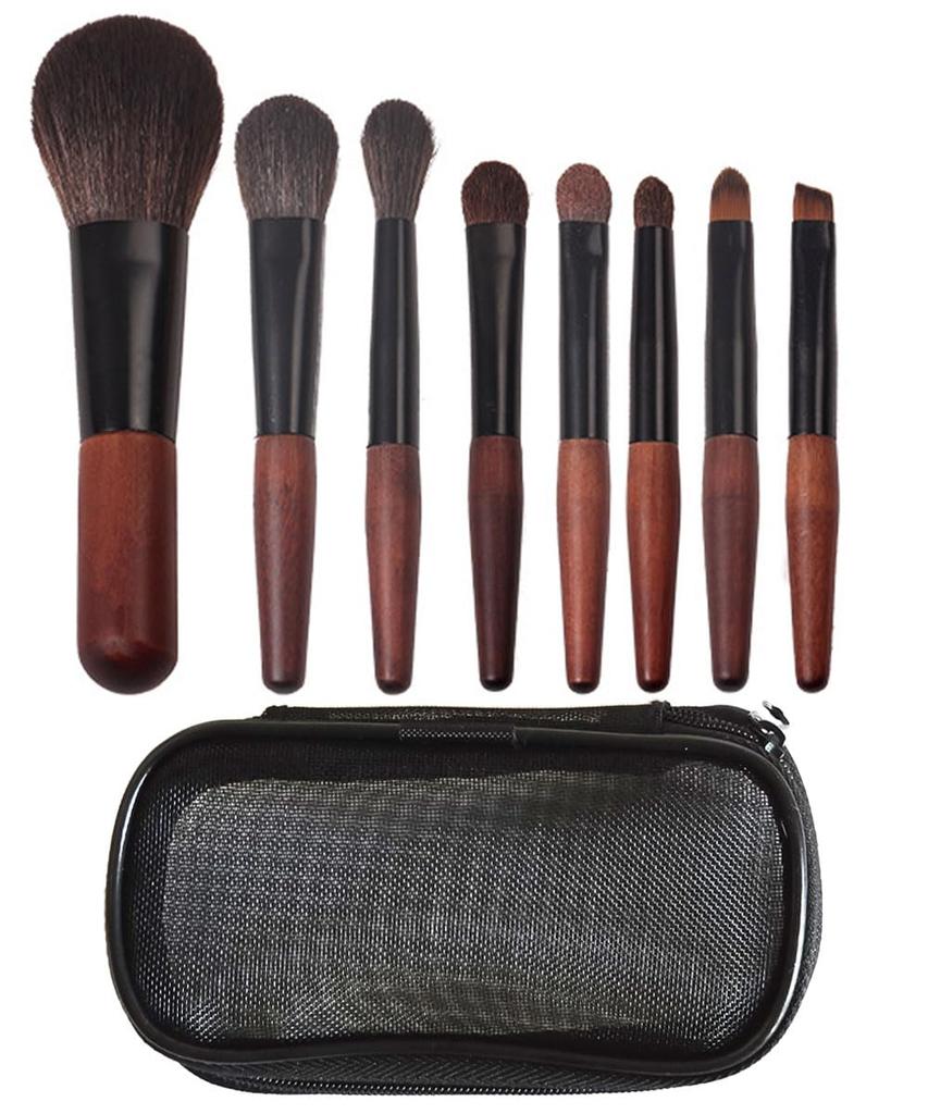 Plumir Makeup Brush Compact Mini Makeup Brush Soft Multifunctional Makeup Includes Blush Eyeshadow Shadow Eyeliner Brush 8-Piece Set Set, Portable,