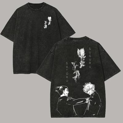 Jujutsu Kaisen Japan Anime Graphic T-shirt Harajuku Vintage Washed T Shirt Men Women Cotton Short Sleeve Tees