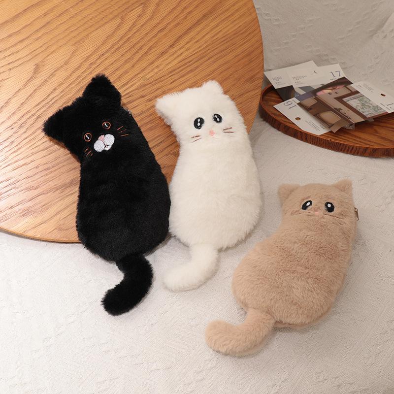 Cartoon Cute Cat Animals Plush Pencil Case Large Capacity Portable Travel Storage Bag School Supply Student Stationery Kids Gift