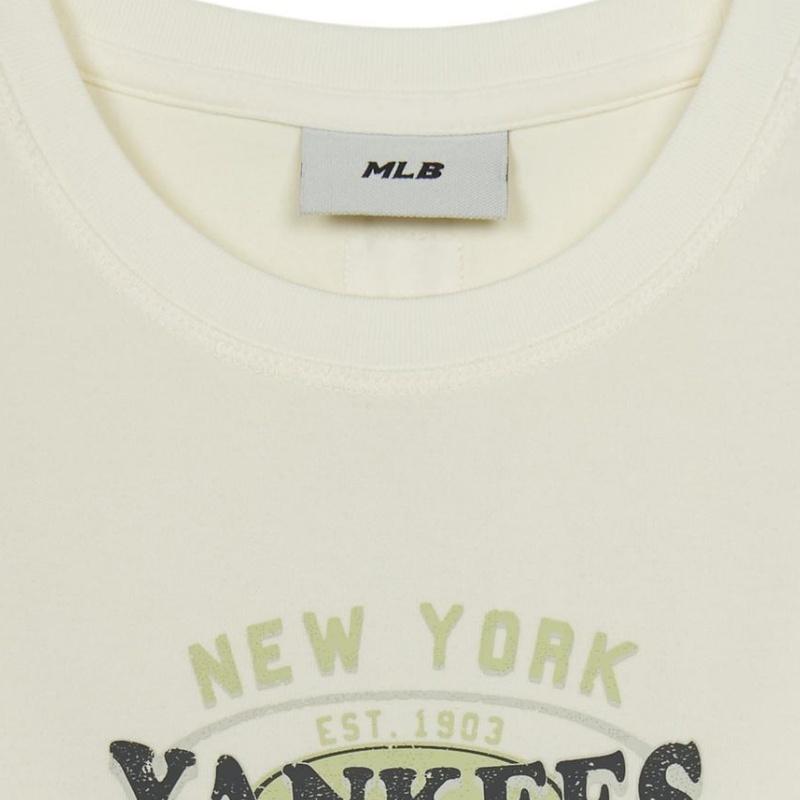 New MLB Preppy Style Collection New York Yankees T Shirt Women's Cream 3FTSV0753-50CRS
