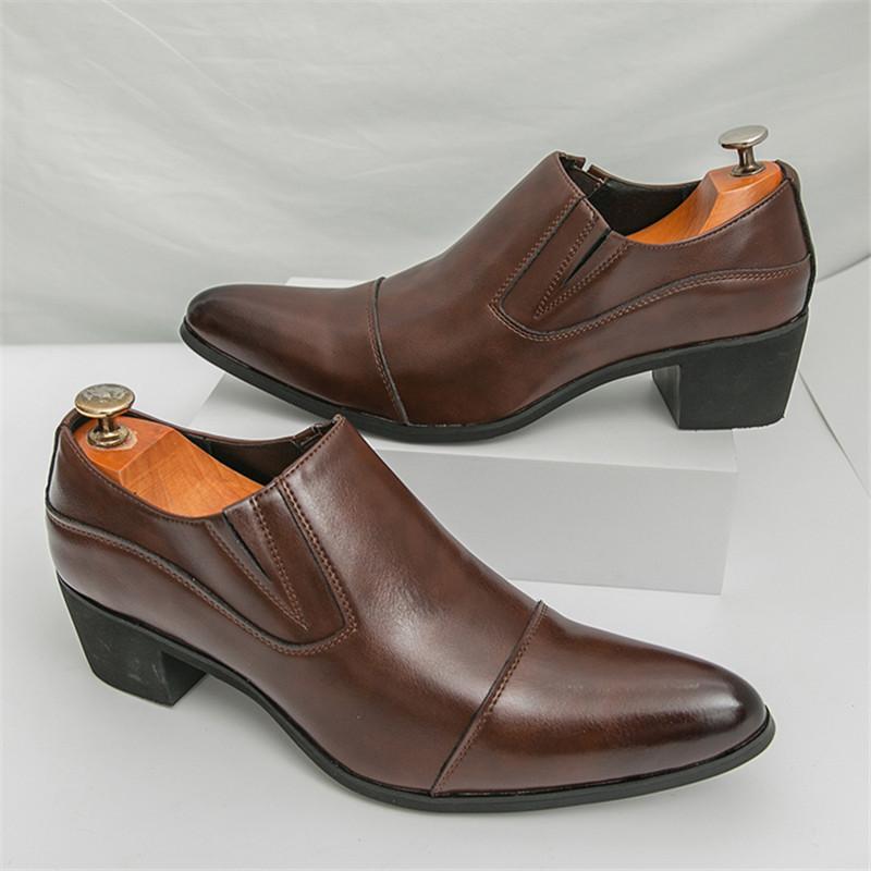 New British Gentleman Pointed Chelsea Business Height Increasing Shoes For Men Dress Wedding Prom Homecoming Footwear