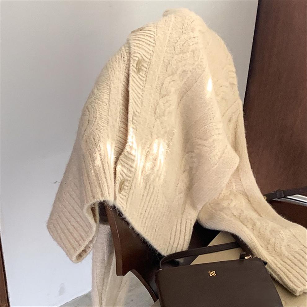 Thick Solid Women Autumn Sweaters Winter Knit Cardigan Korean Fashion Outwear Jacket Ladies Leisure Loose All Match Tops