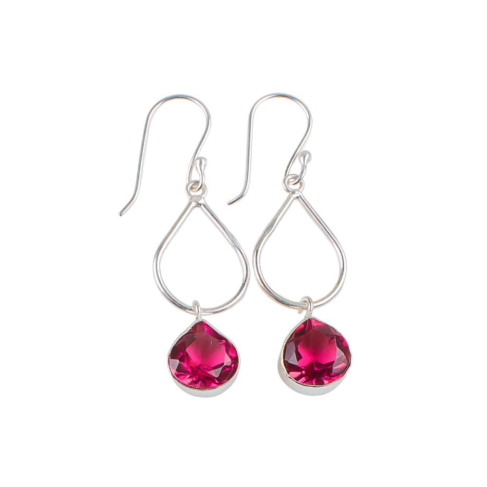 Pink Tourmaline Gemstone 925 Sterling Silver Jewelry Handmade Earrings 1.90" EE-19-18