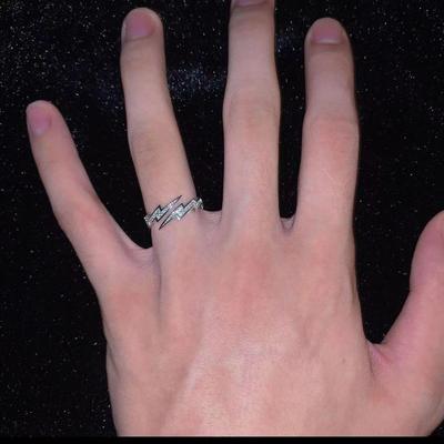 Punk Retro Flash Shape Rings for Women Man Rock Personality Open Adjustable Finger Ring Party Jewelry Gift