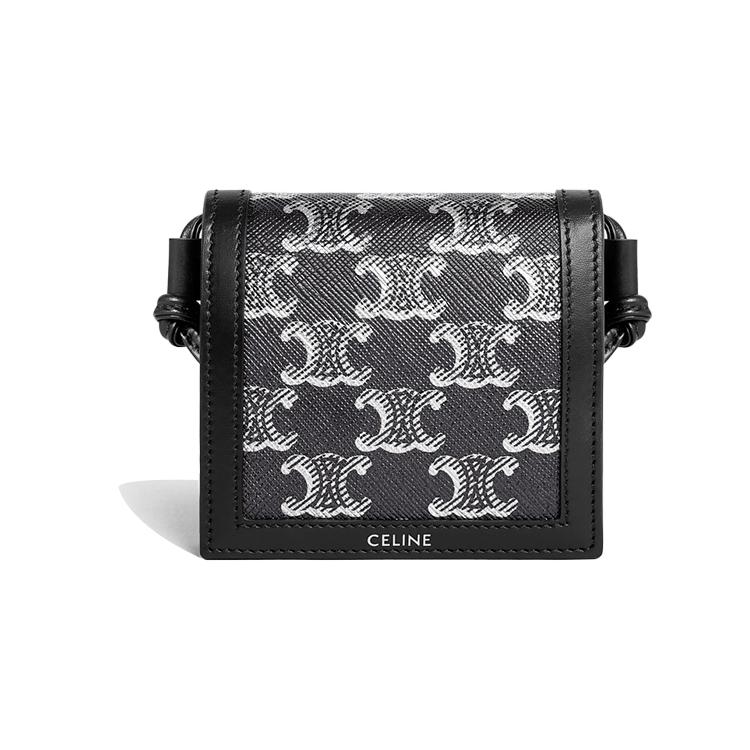 New CELINE Cow Leather Shoulder Bag, Crossbody Bag, Wallet Men's Silver/Black 10L252EV4-36SB