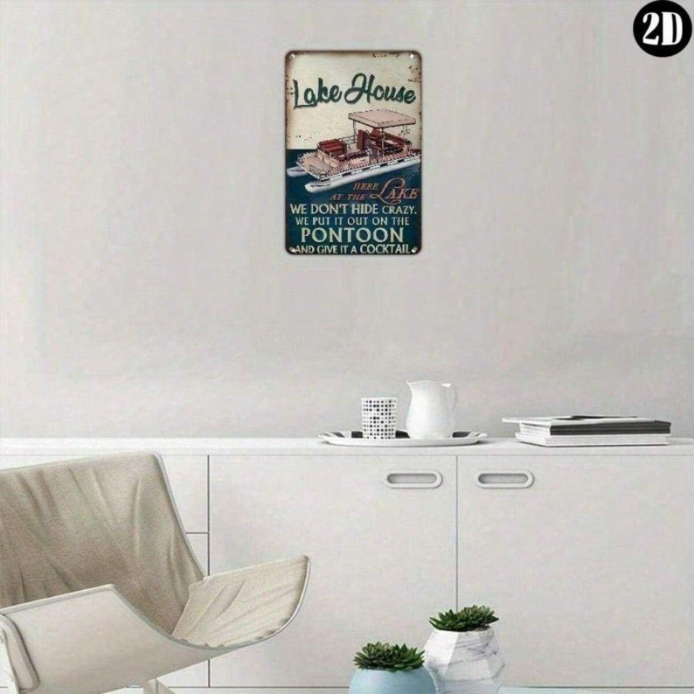 Vintage Metal Poster Boat Wall Art, Retro Tin Sign for Home Decor